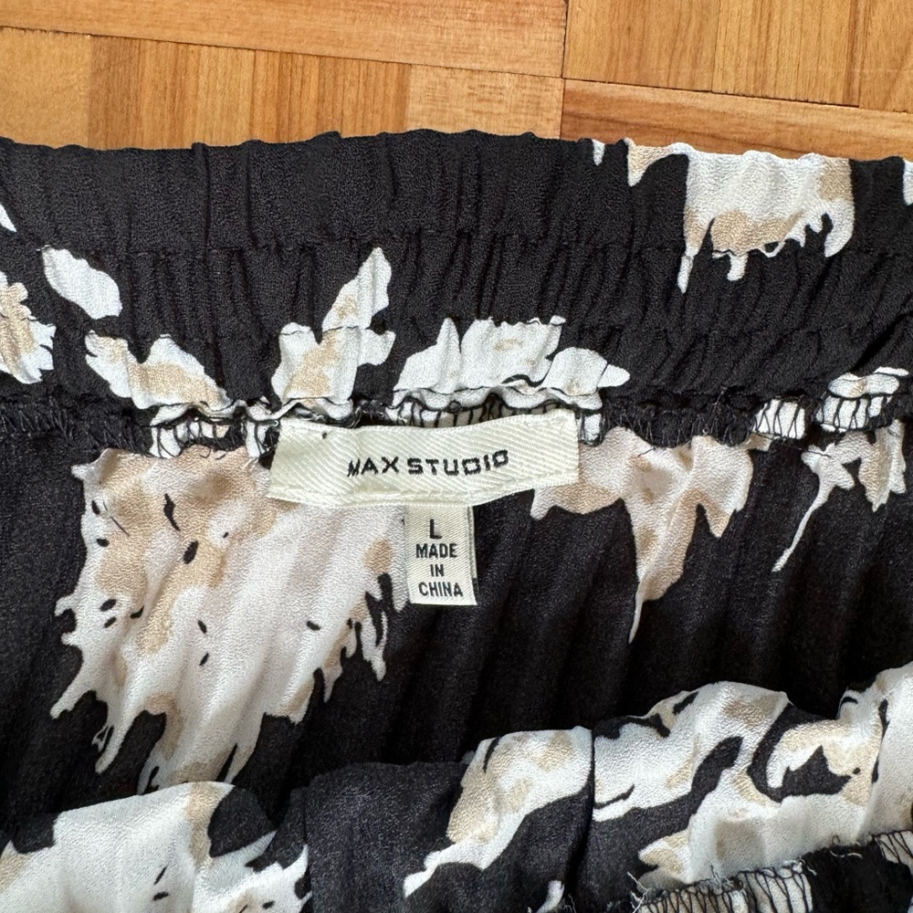 Max Studio Black and White Tiered Midi Skirt - Picture 2 of 3